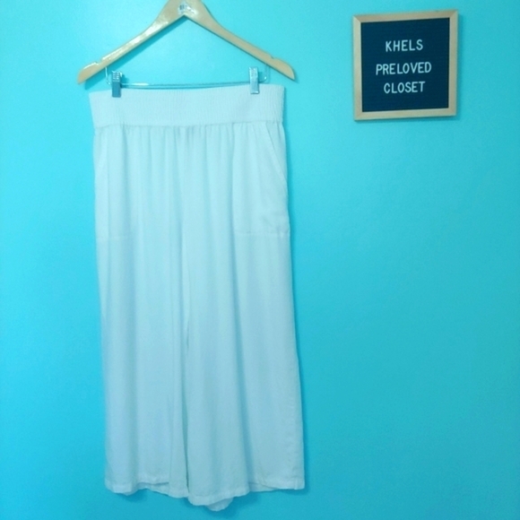 SAKS Fifth Avenue Women's Wide-Leg Smocked Culottes in White - Picture 6 of 12